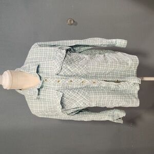 Arizona Jean Co plaid fannel button-down convertable sleeves top